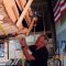 Working on the transom