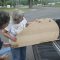 Admiring the new rudder